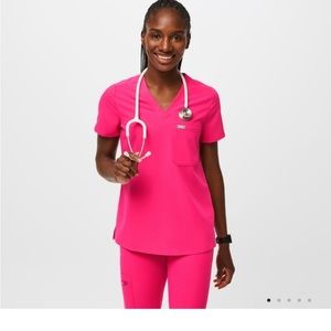 Brand new XXS shocking pink Catarina One-Pocket Scrub Top